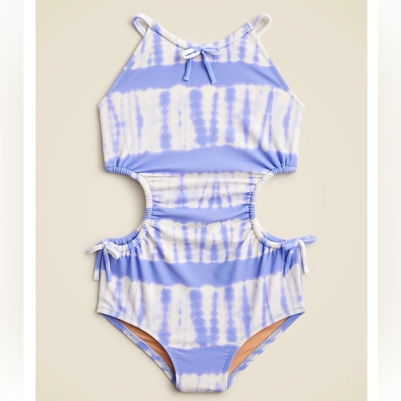 Crewcuts Other - NWT J.Crew Crewcuts Girls' Side-Cutout One-Piece Swimsuit in Peri Breeze Tie Dye